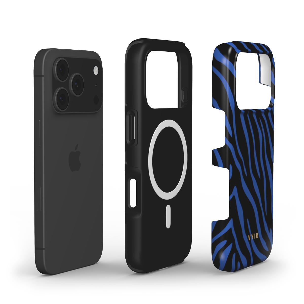 Zebra Luxe, Indigo Blue - Shockproof MagSafe iPhone Case - VYIR