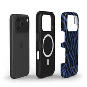 Zebra Luxe, Indigo Blue - Shockproof MagSafe iPhone Case - VYIR