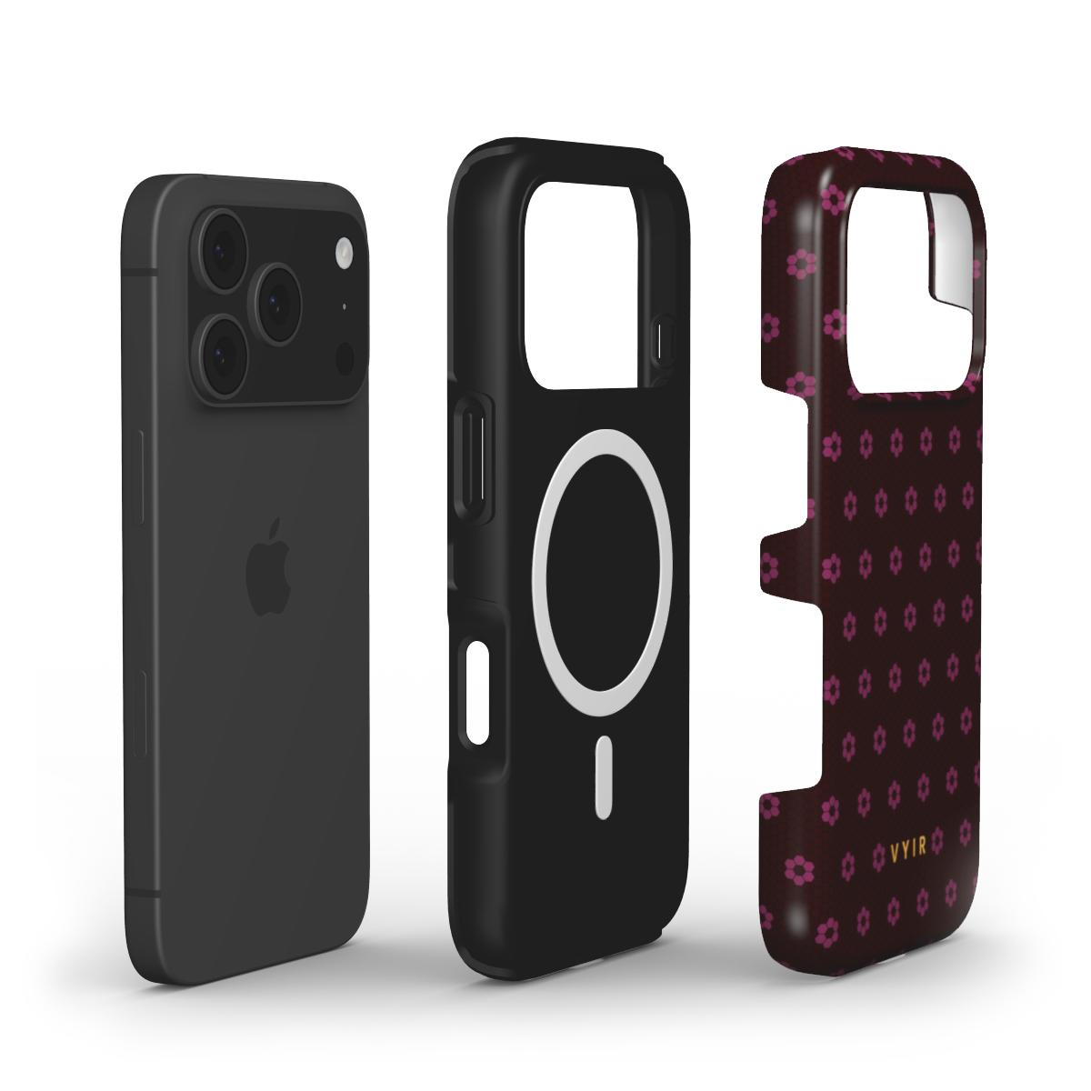 VYIR Signature Flowers, Burgundy - Shockproof MagSafe iPhone Case - VYIR