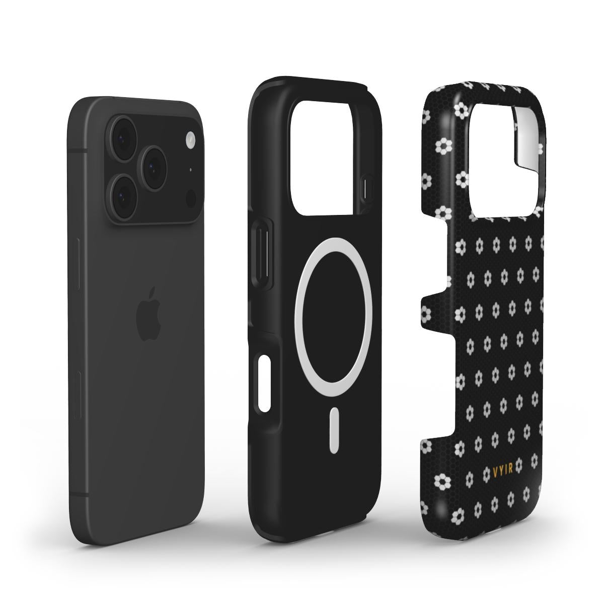 VYIR Signature Flowers, Dark Grey - Shockproof MagSafe iPhone Case - VYIR