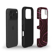 Swirl Lines, Burgundy - Shockproof Phone Case - VYIR