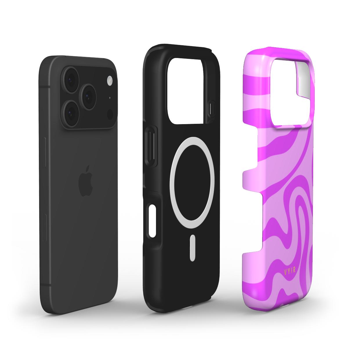 Swirl Lines, Light Pink - Shockproof MagSafe iPhone Case - VYIR
