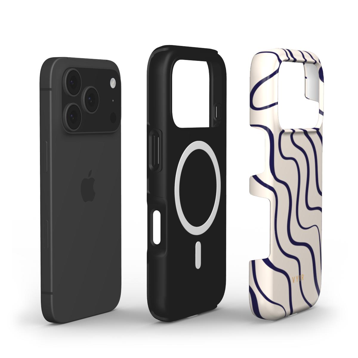 Swirl Lines, Old Money - Shockproof MagSafe iPhone Case - VYIR