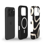 Swirl Lines, Black and Beige - Shockproof MagSafe iPhone Case - VYIR
