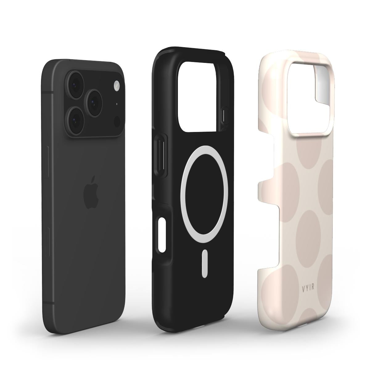 Big Polka Dots, Oatmilk - Shockproof MagSafe iPhone Case - VYIR