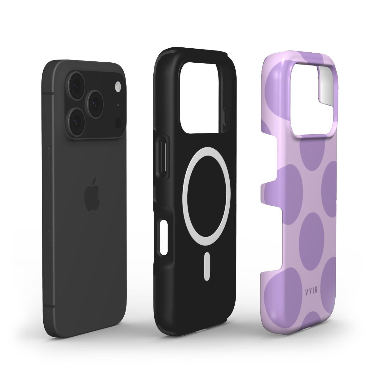 Big Polka Dots, Lilac - Shockproof MagSafe iPhone Case - VYIR