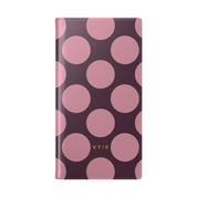 Samsung Galaxy S23 Ultra Vegan Leather Wallet Case – Pink Plum Polka Dot Design - VYIR