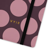 Samsung Galaxy S22 Ultra Vegan Leather Wallet Case – Pink Plum Polka Dot Design - VYIR