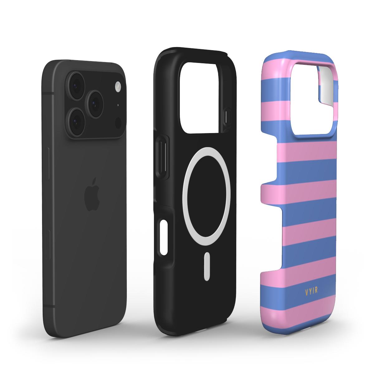 Horizontal Stripes, Periwinkle Dream - Shockproof MagSafe iPhone Case - VYIR