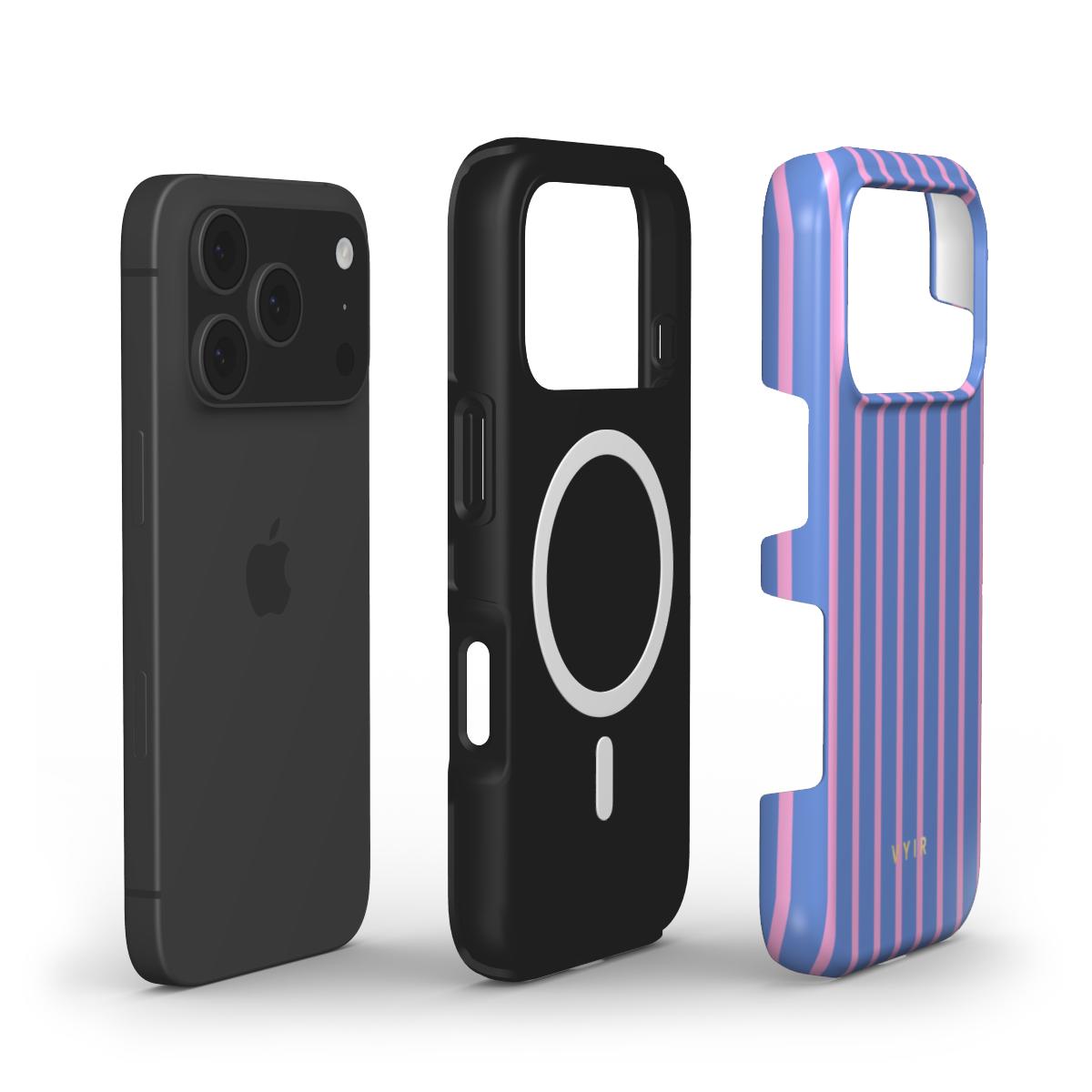 Vertical Stripes, Periwinkle Dream - Shockproof MagSafe iPhone Case - VYIR