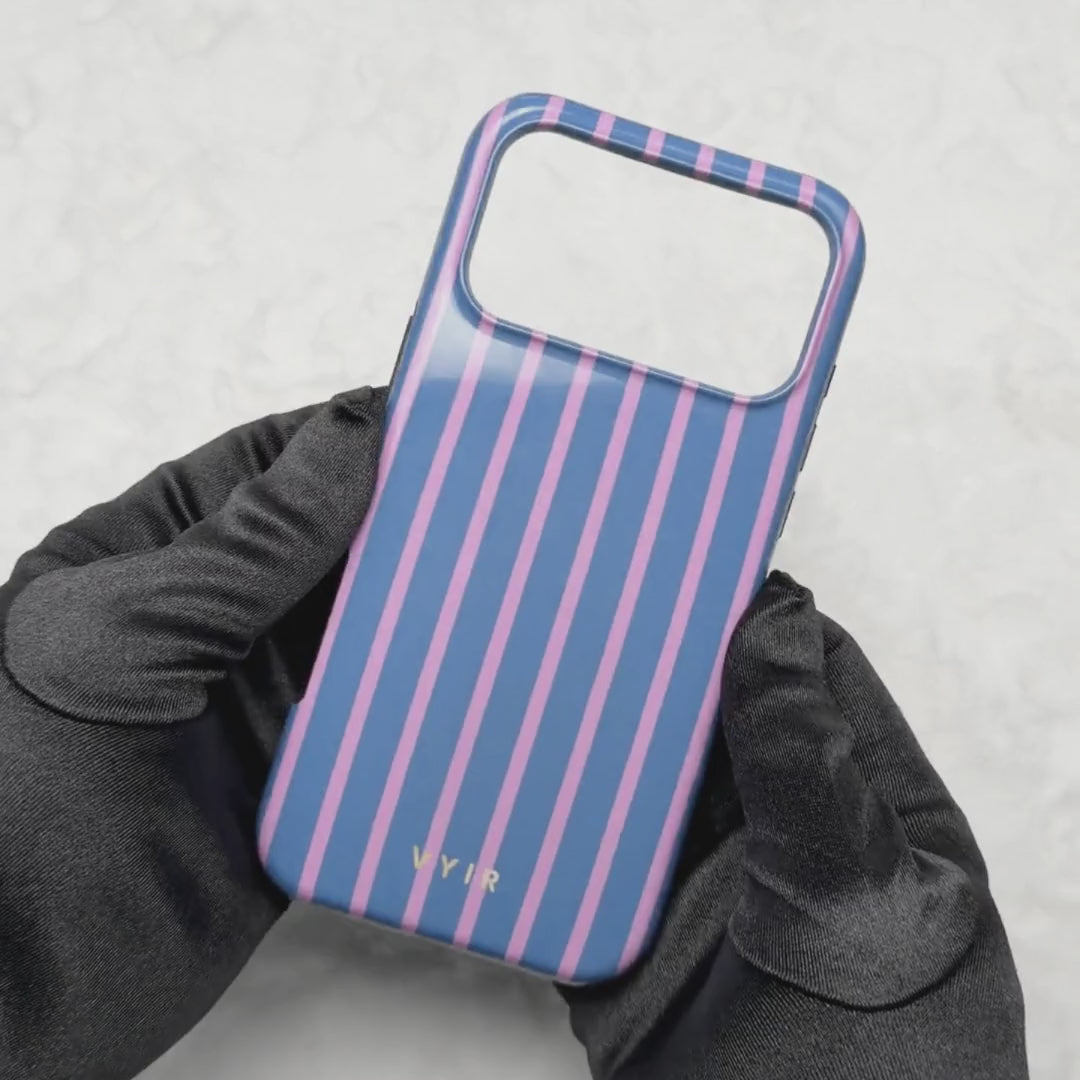 Pystysuuntaiset raidat, periwinkle dream - iskunkestävä MagSafe-iPhone-kotelo
